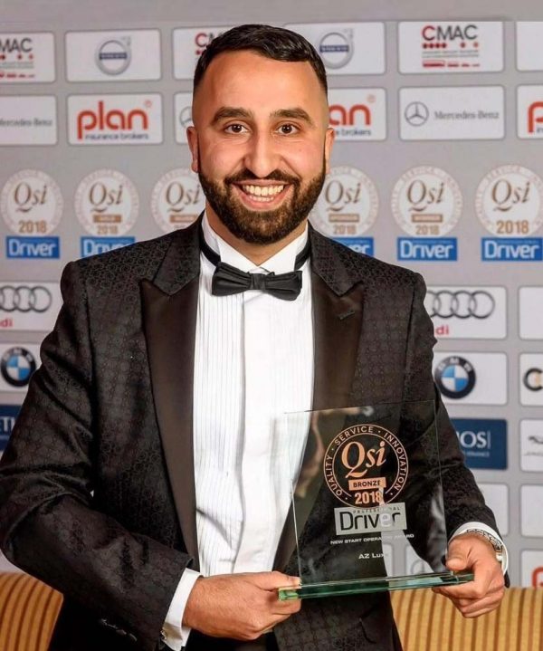 Abbass Zadeh, Managing Director of AZ Luxe Luxury Chauffeur Company, London with QSI Award